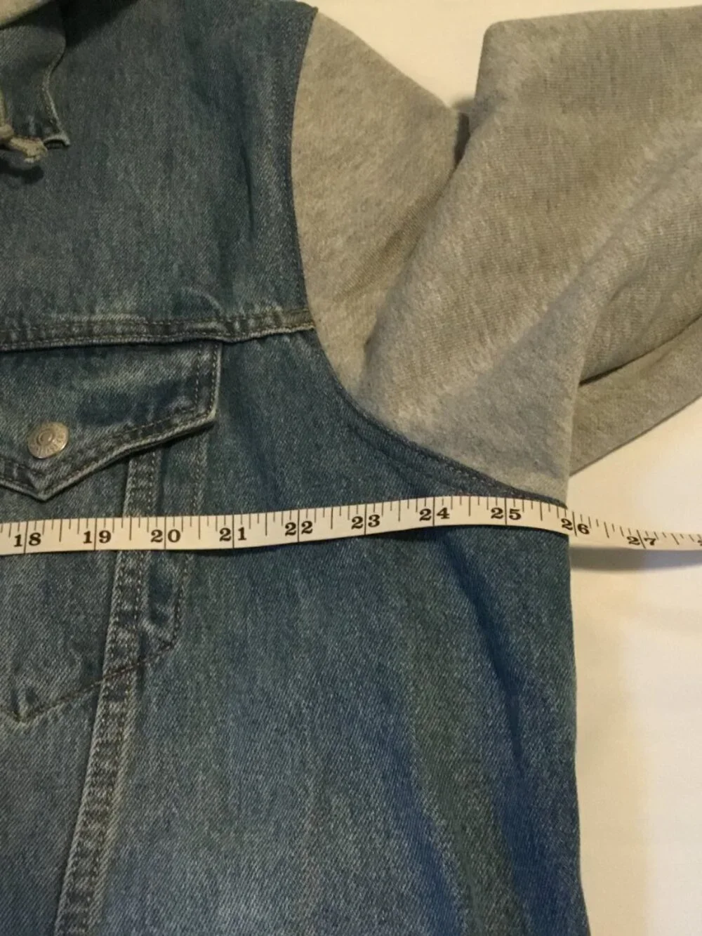 NWT Levis Trucker Gray Sweatshirt Hoodie & Sleeves Denim Snap Front Jacket XL - Picture 6 of 11